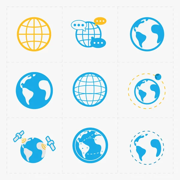 Earth vector icons set on white background. — Stock Vector
