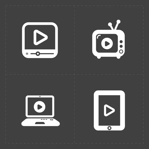 Iconos modernos vector reproductor de vídeo plano . — Vector de stock