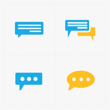 Beyaz arka plan üzerinde renkli konuşma balonu simgeler. Vektör illustr