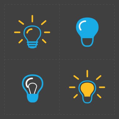 Renkli Işık Ampüller. Ampul Icon set.