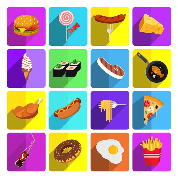 Conjunto de iconos de vector de comida moderna — Archivo Imágenes Vectoriales