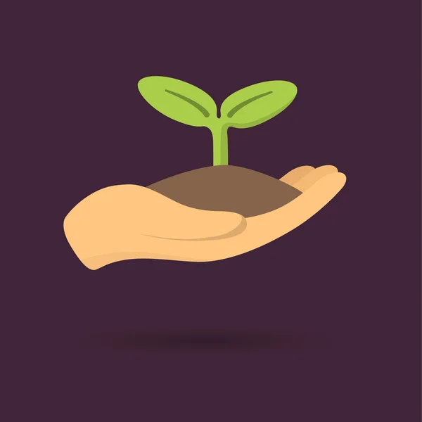 Human hands holding sprout — Stock Vector