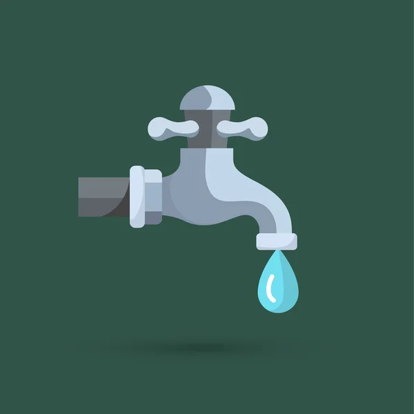 Grifo de agua con gota — Vector de stock