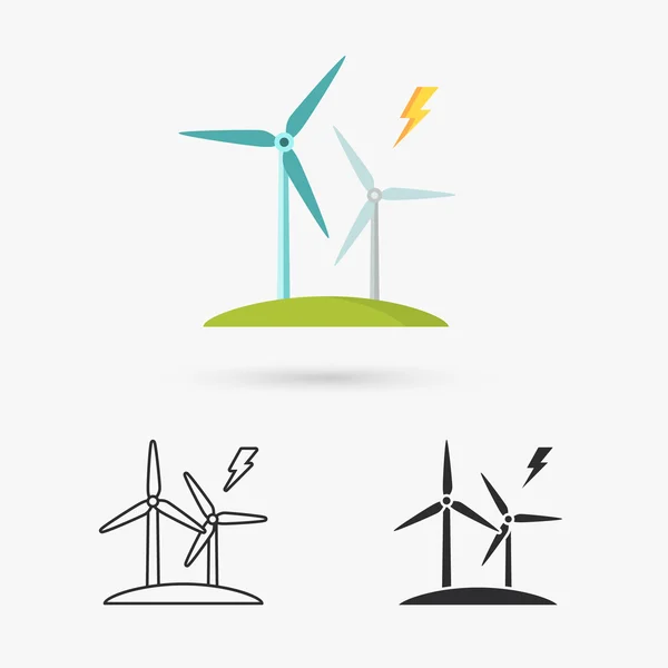 Windmills for electric power production — Stock Vector