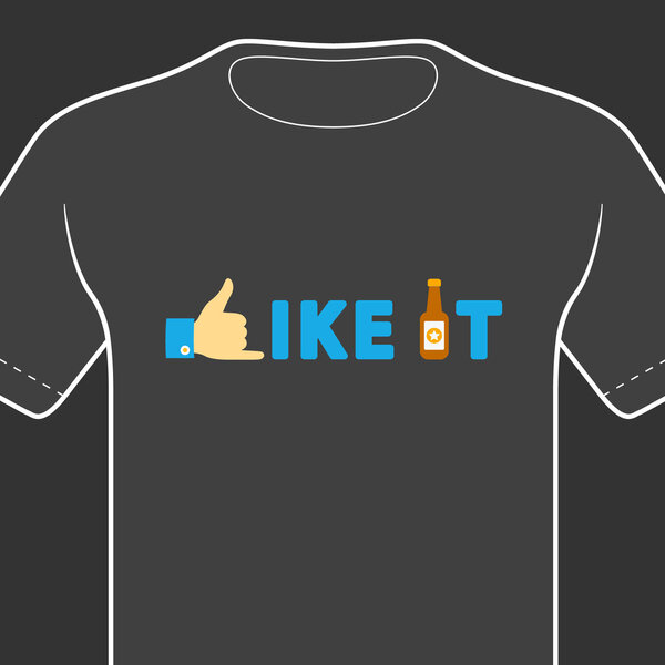 T-shirt with funny print on black background. Vector print.