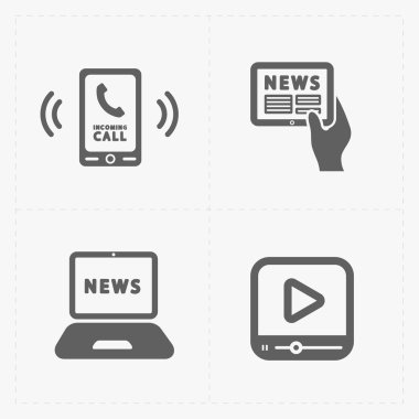 Beyaz arka plan üzerinde vektör Medya Icons set
