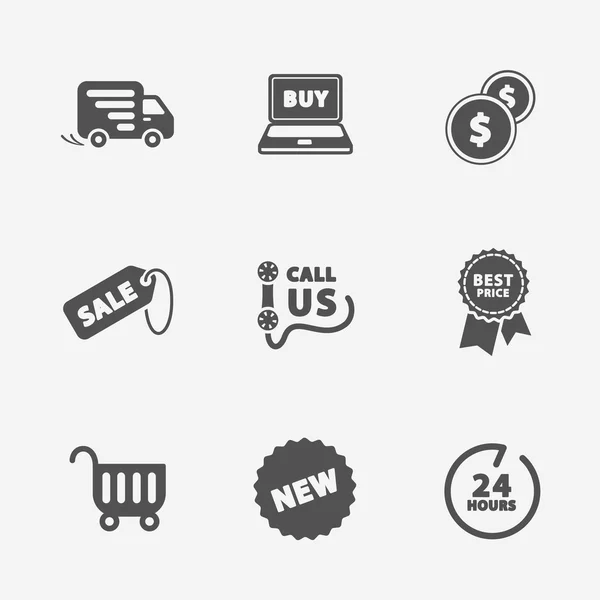 Flache Kontur Shop Icon Set — Stockvektor