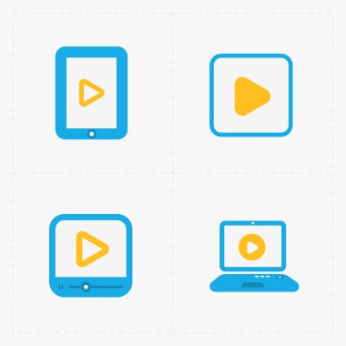 Modern vektör Derma düz video oynatıcı simgeler.