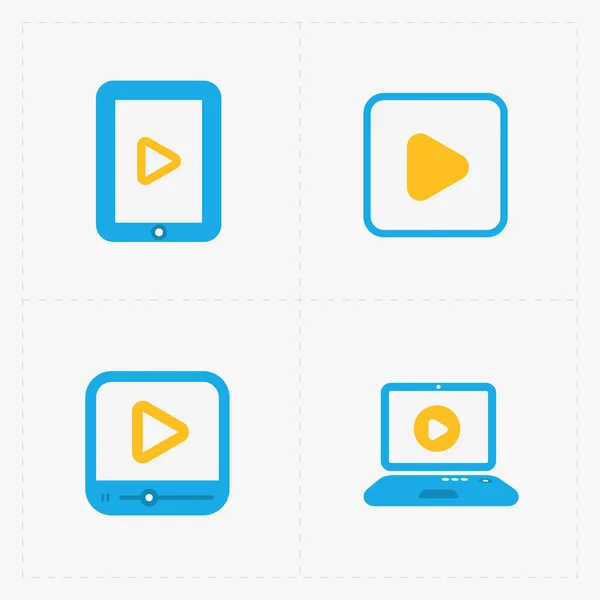 Iconos modernos vector colorfull reproductor de vídeo plano . — Archivo Imágenes Vectoriales