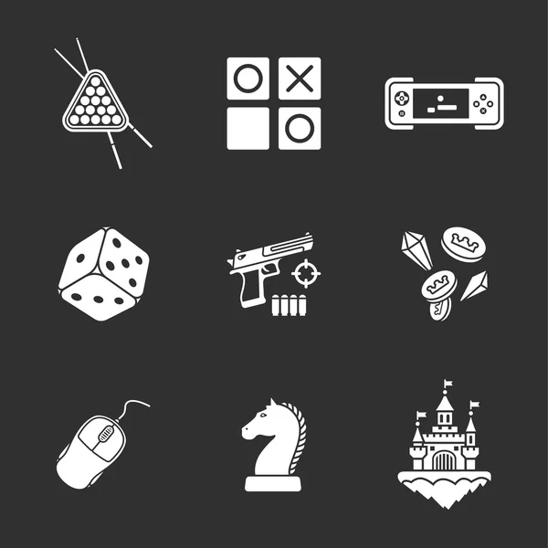 Nueve iconos de juego plano — Archivo Imágenes Vectoriales