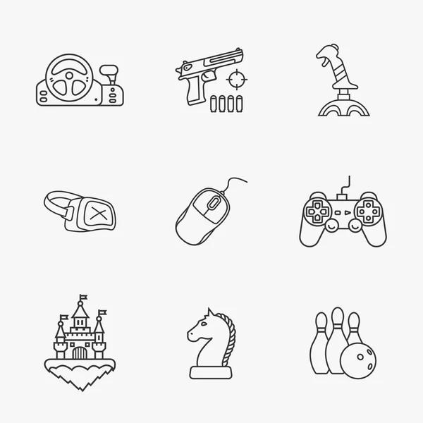 Nueve iconos de juego plano — Archivo Imágenes Vectoriales