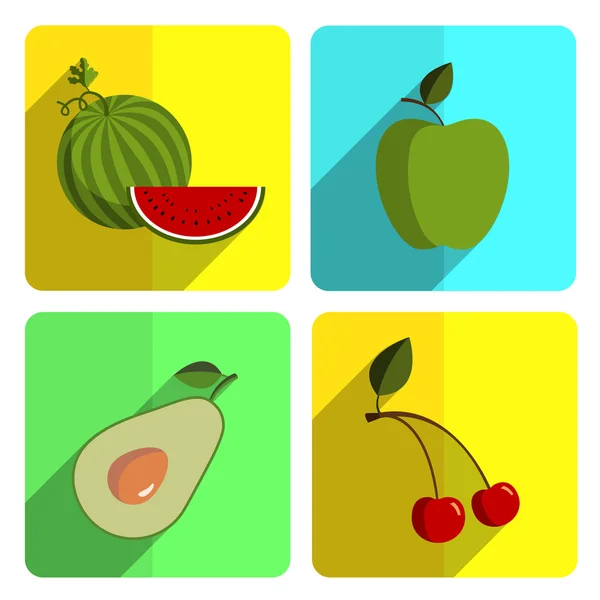 Πολύχρωμα φρούτα Ορισμόςεικονιδίου σε φωτεινό φόντο — Διανυσματικό Αρχείο