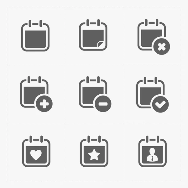 Vector zwarte Kalender Icons — Stockvector