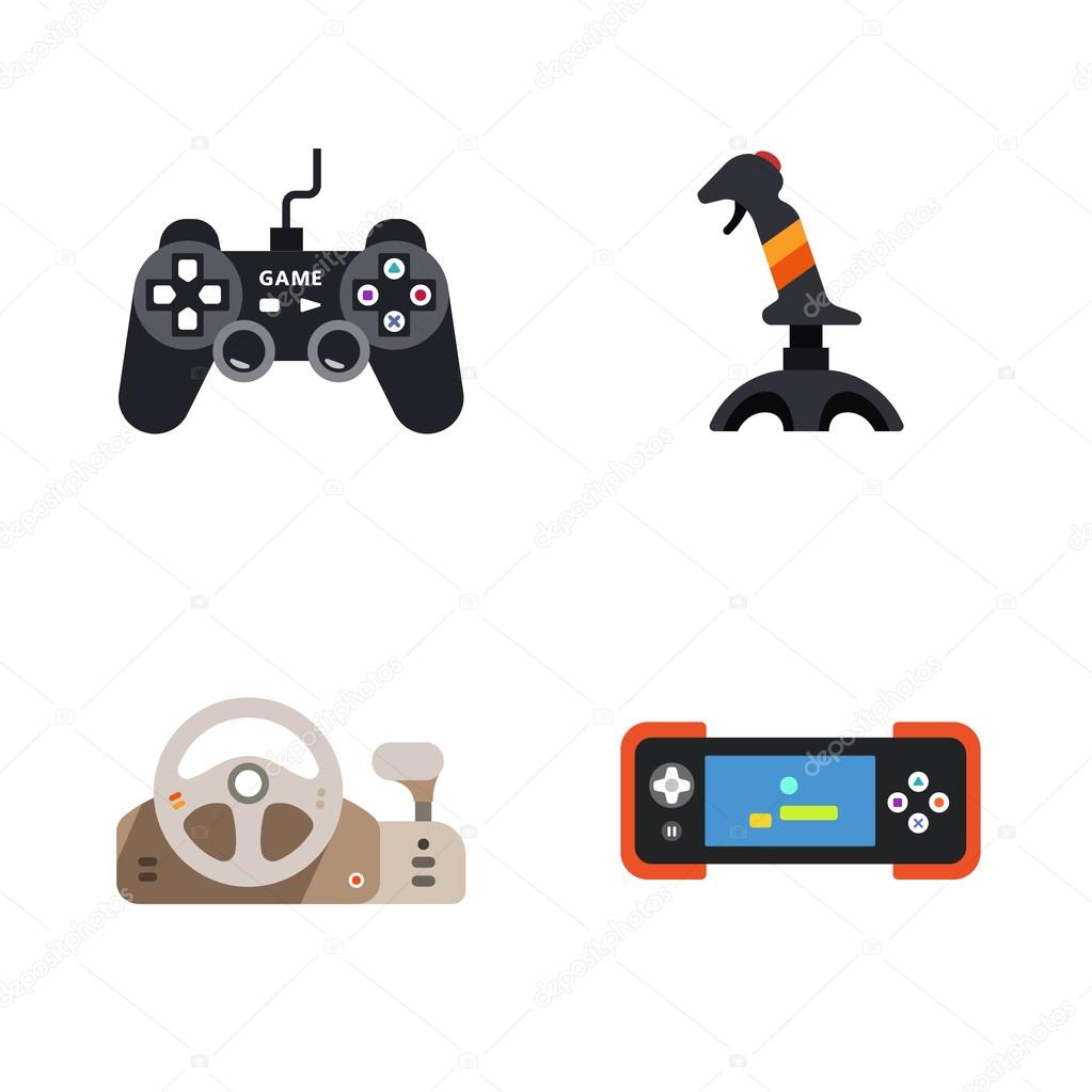 four flat game icons