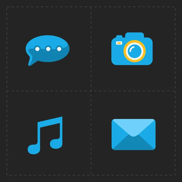 Modern flat social icons set on Dark — Stock Vector