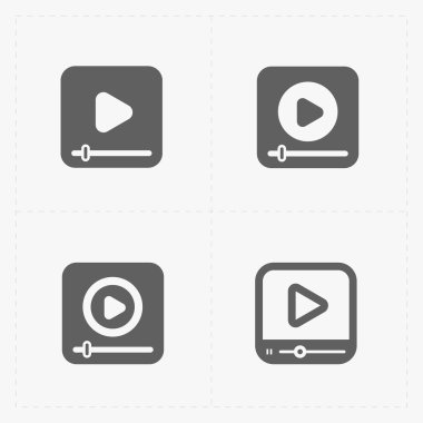 Modern düz video oynatıcı simgeler vektör.