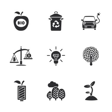 dokuz düz Eko simgeler