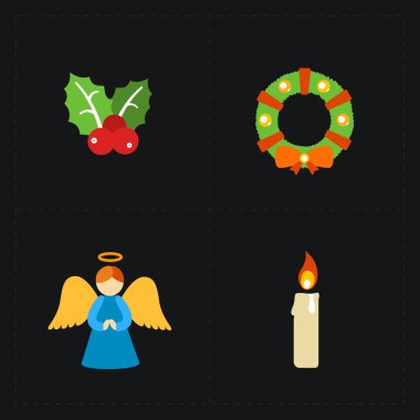 Noel renk Icons collection - vektör çizim.