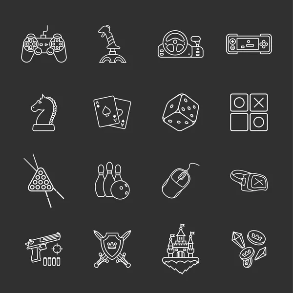 Dieciséis iconos de juego plano — Archivo Imágenes Vectoriales