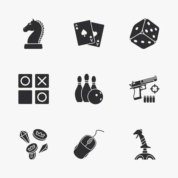Nueve iconos de juego plano — Vector de stock