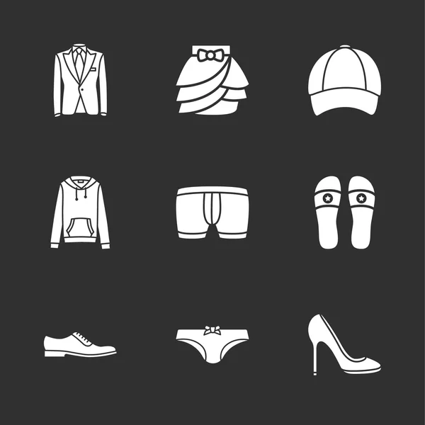 Nove icone di vestiti moderni — Vettoriale Stock