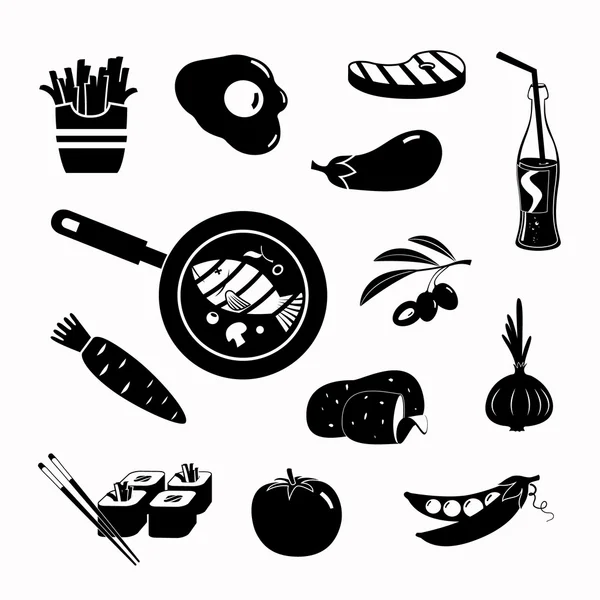 矢量食物黑色图标集 — 图库矢量图片