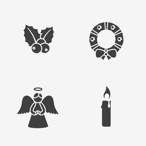 Karácsonyi silhouette ikonok gyűjtemény — Stock Vector