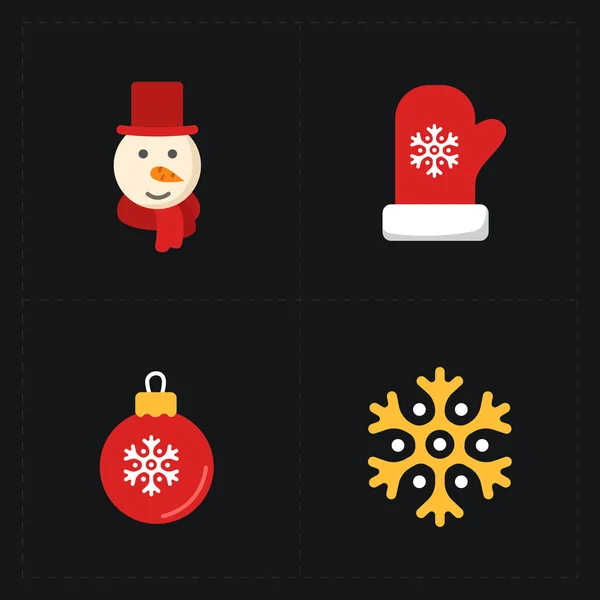 Christmas flat golden icons — Stock Vector