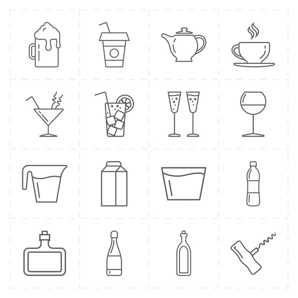 Dieciséis iconos modernos barra plana — Vector de stock