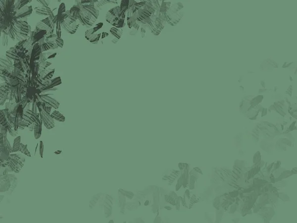 Fondo Texturizado Color Con Patrón Dibujado Flores Concepto Artístico Verde — Foto de Stock