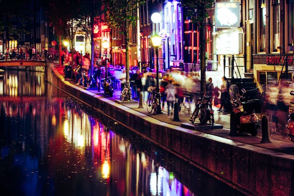 Amsterdam, The Netherlands, Red lights on the canals of the Amsterdam red light district