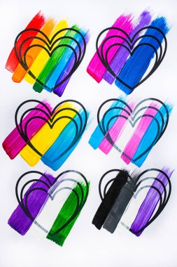 HEARTS WITH THE COLORS OF THE LGTBI FLAG, BISEXUAL, ASEXUAL, PAN