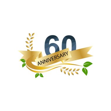 60. Yıldönümü Kutlama Vektör Şablonu Tasarım İllüstrasyonu