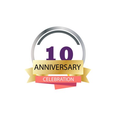 10. yıldönümü kutlama vektör şablonu tasarım çizimi