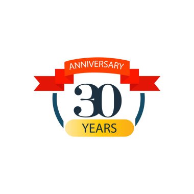 30. Yıldönümü kutlama şablonu vektör tasarımı çizimi
