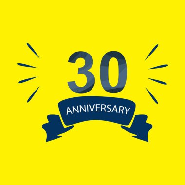 30. Yıldönümü kutlama şablonu vektör tasarımı çizimi