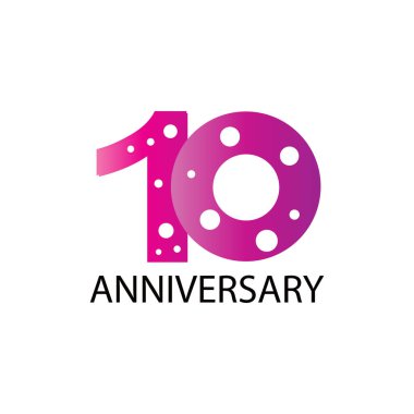 10. Yıldönümü kutlama şablonu vektör tasarımı çizimi