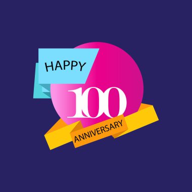 100 Yıldönümü kutlama şablonu vektör tasarımı çizimi
