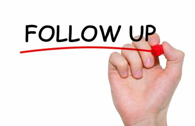 El yazısı yazması FOLLOW UP İşaretleyici, konsept