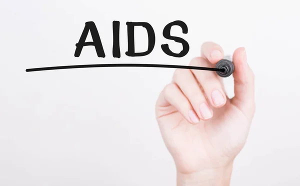 Kézírás Aids Fekete Jelölővel Átlátszó Törlőkendőn — Stock Fotó