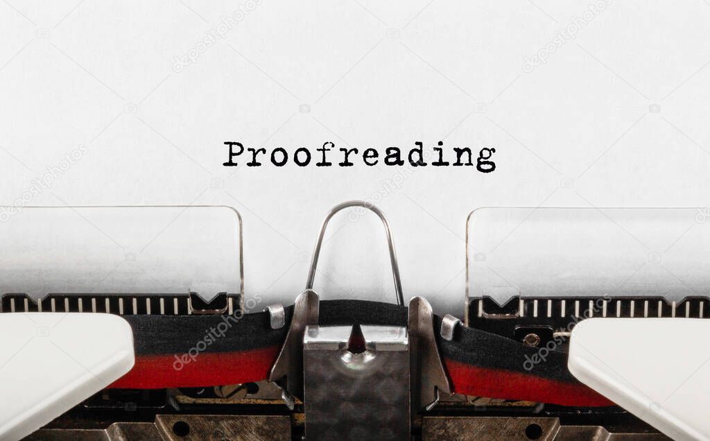 Text Proofreading typed on retro typewriter..
