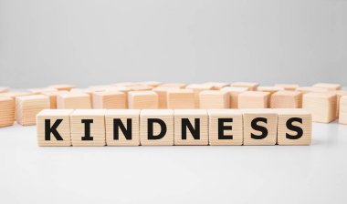 Sözcük KINDNESS ahşap yapı taşlarından yapılır