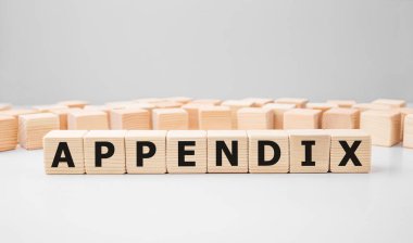 Kelime APPENDIX ahşap yapı taşlarından yapıldı
