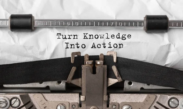 Text Turn Knowledge Action Typed Retro Typewriter Stock Image