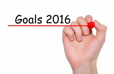 Gol 2016 kırmızı marker ile şeffaf silme tahtaya yazma el.