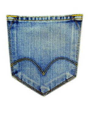 Beyaz arka plan üzerinde kot arka cebinde izole.