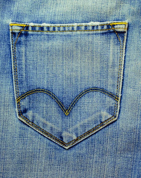 The back pocket of blue jeans — Stock Photo, Image