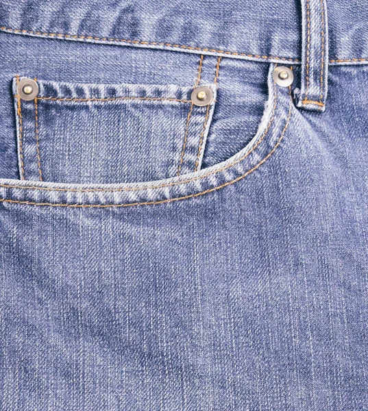 Closed up front pocket blue jeans. — Stock Photo, Image