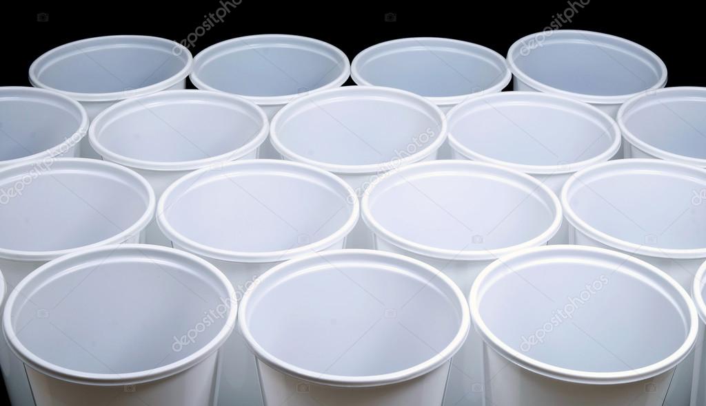 white plastic cups