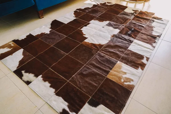 handcrafted cowhide rug designed by country men